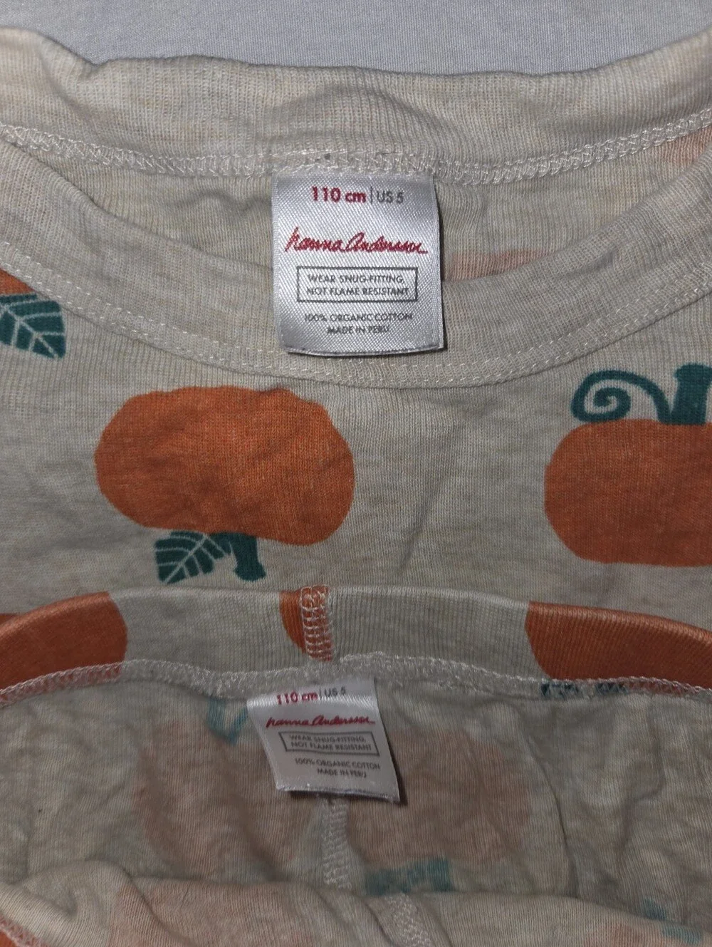 Hanna Andersson Kids Pumpkin Print Pajama Set - Cream & Orange 110/5